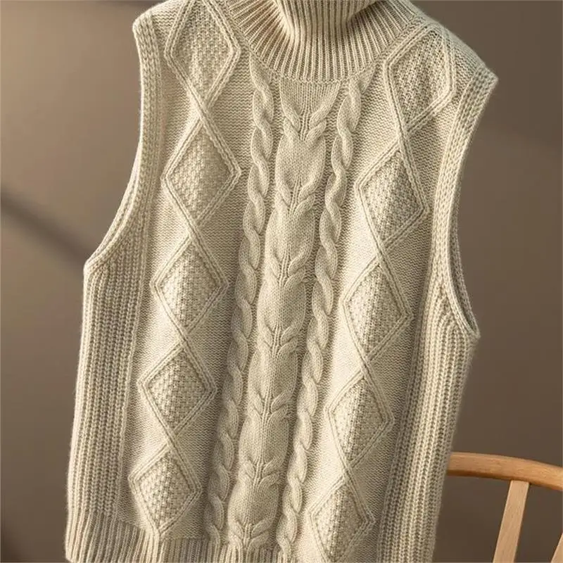 

Camere свитер с высоким воротником, жилет, женский осенне-зимний модный свитер с хлопковым наполнителем, обычный тонкий