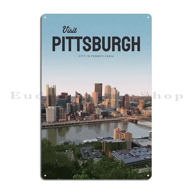 Visit Pittsburgh Metal Sign Customized PaintingWall Plaque Living Room Wall Cave Tin Sign Poster