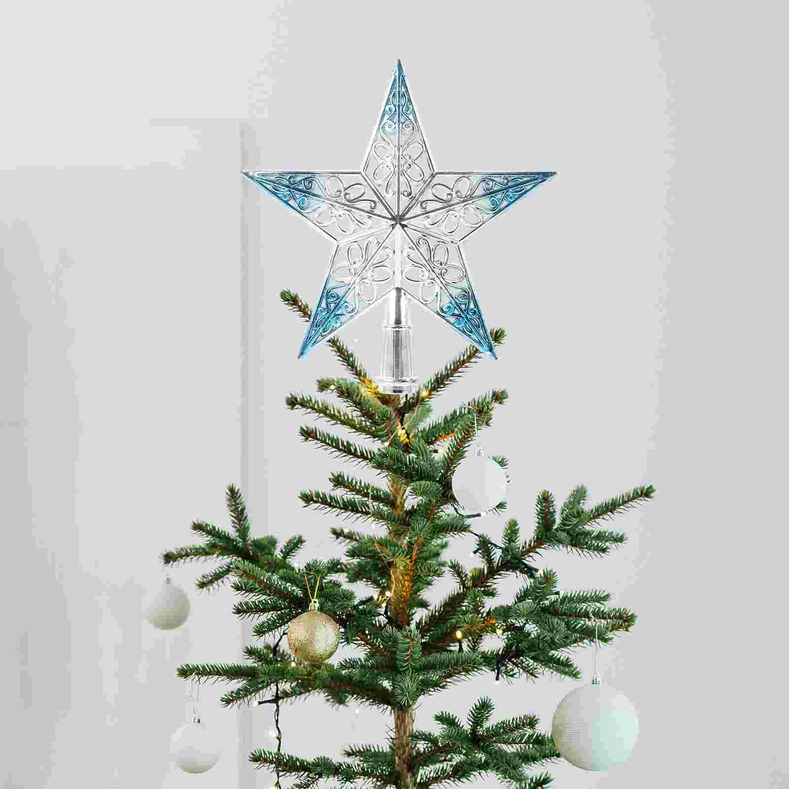 1pc Christmas Tree Star Topper Party Decoration Plastic Star Tree Topper Xmas Tree Hollow Out Topper Star