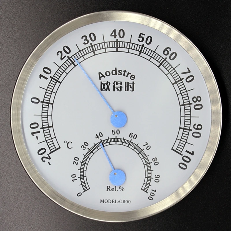 Stainless-Steel Temperature Humidity Detector Dial-Type Wall Mount Tester Gauge