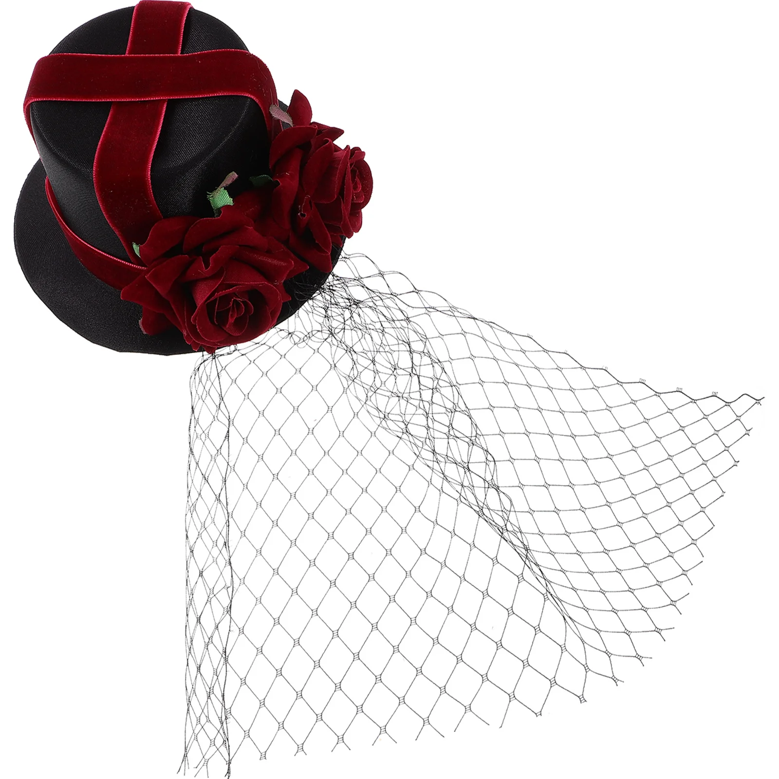 

Красная роза в винтажном стиле, сетчатая заколка для волос из атласной ткани, легкий женский аксессуар для волос для вечеринки, фестиваля