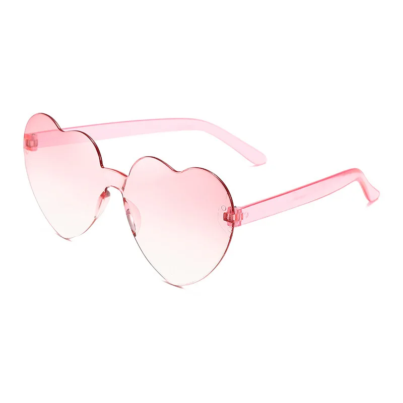 New Love Sunglasses Jelly Colored Frameless Heart Shaped Conjoined Glasses Dazzling Colors Peach Heart Sunglasses