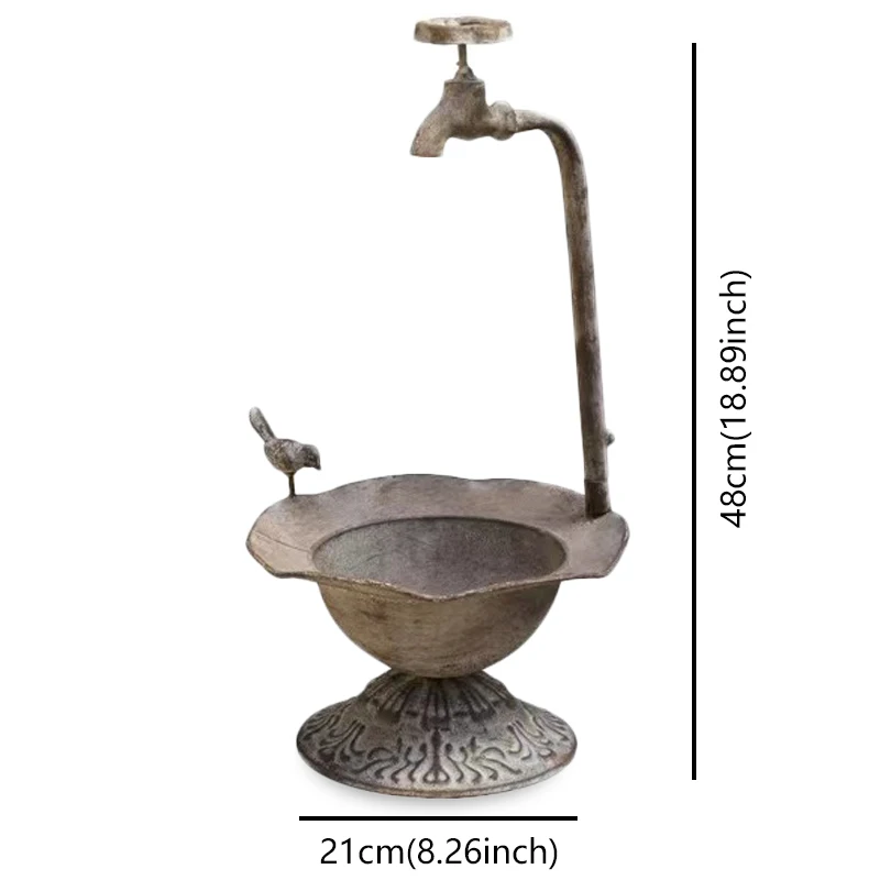 Outdoor Garden Bird Bath Spa With Metal Faucet Flowerpot bathtub Garden Decoration Basin Gardening Groceries Bird Basin