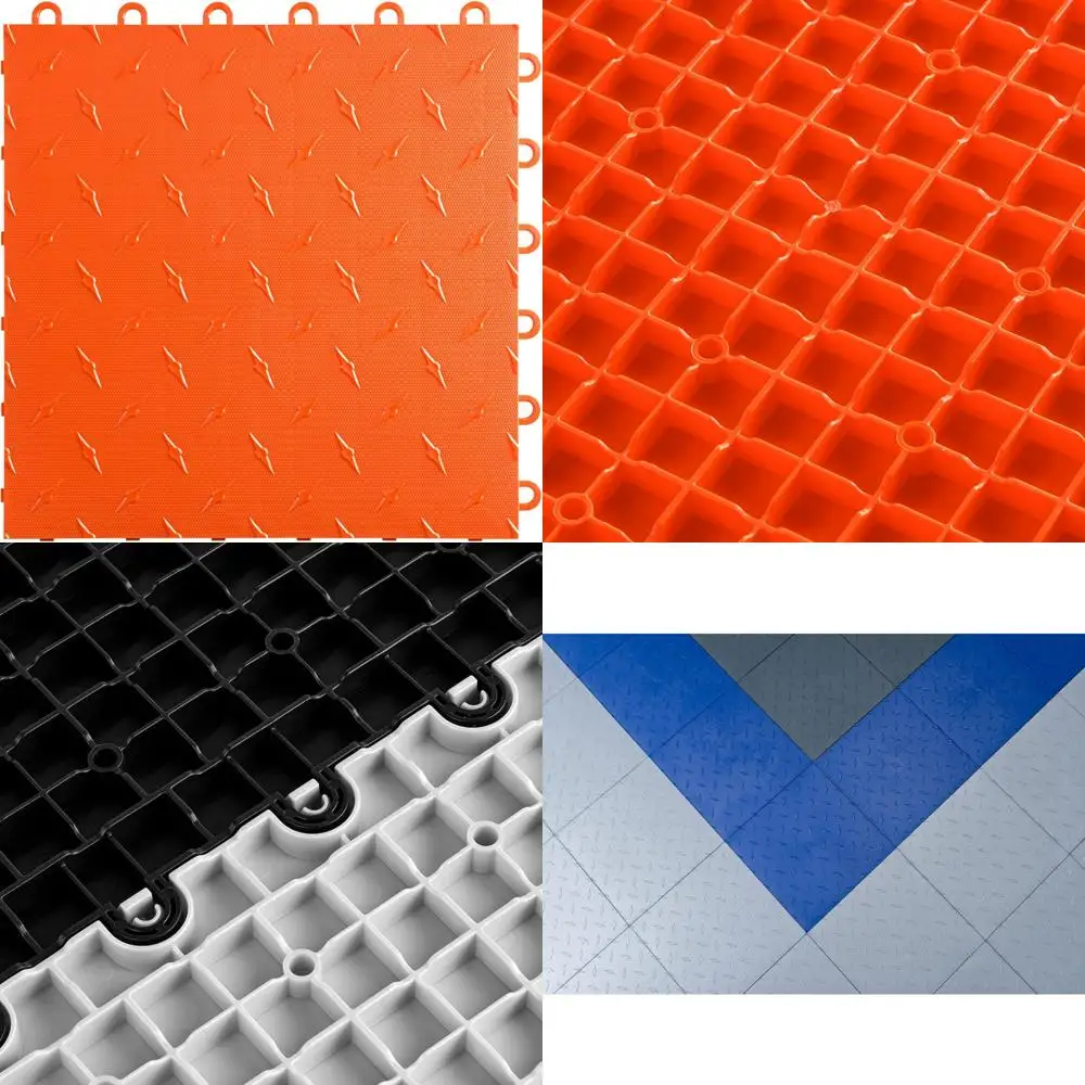 بلاط أرضية جراج متشابك مقاس 12 × 12 بوصة باللون البرتقالي، مجموعة مكونة من 50 قطعة، متين وسهل التركيب