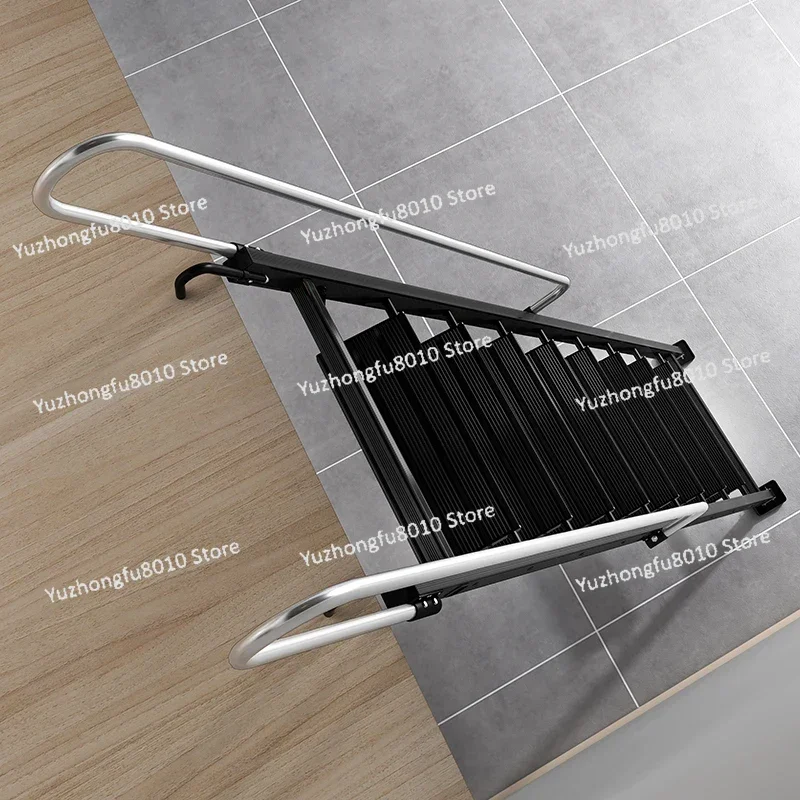 Household folding ladder attic lifting indoor and outdoor thickened aluminum alloy 12-step dormitory multifunctional telescopic