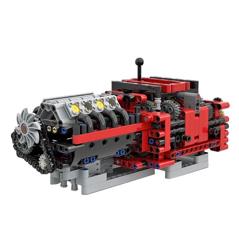 新しい技術マニュアル 8 速ギアボックスビルディングブロックモーター付き DIY 8 シリンダーエンジンアセンブリモデル子供のおもちゃ誕生日ギフト