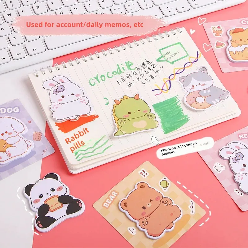 Creative Cartoon Animal Stickers Ins Style Student Office Memo Notes Thickened Note Paper Self Adhesive Post It Notes