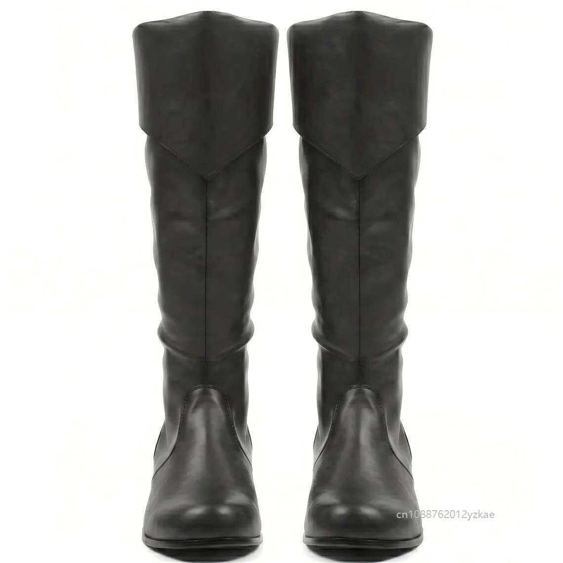 Pirate Knee High Boots Fold Over Cuff Faux Leather Boots Medieval Renaissance Cosplay Boots Halloween Captain Costume Footwear 4