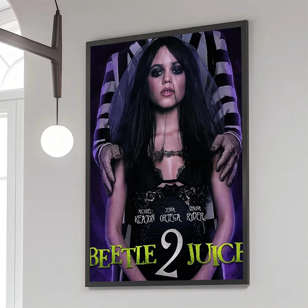 1PC Vintage Beetlejuice 2 Movie Poster Movie Sticky Posters Retro Kraft Paper Sticker Room Bar Cafe Aesthetic Art Wall Painting