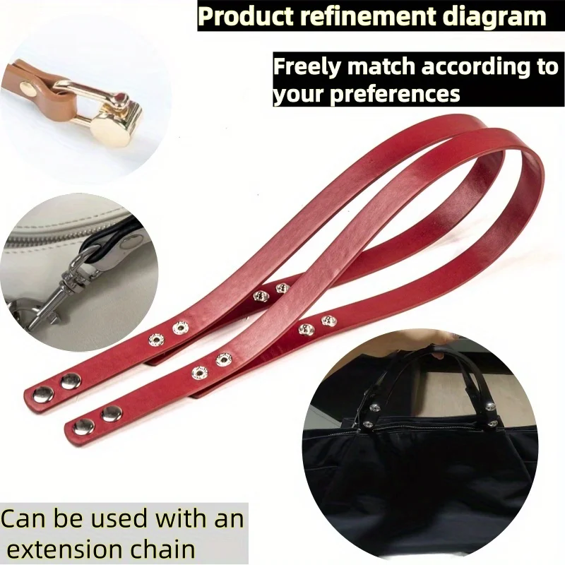 1 para pasków na ramię ze skóry PU, długość całkowita 68 cm — odpowiednie do samodzielnego wykonania torebek tkanych lub jako zamiennik starych pasków na ramię.