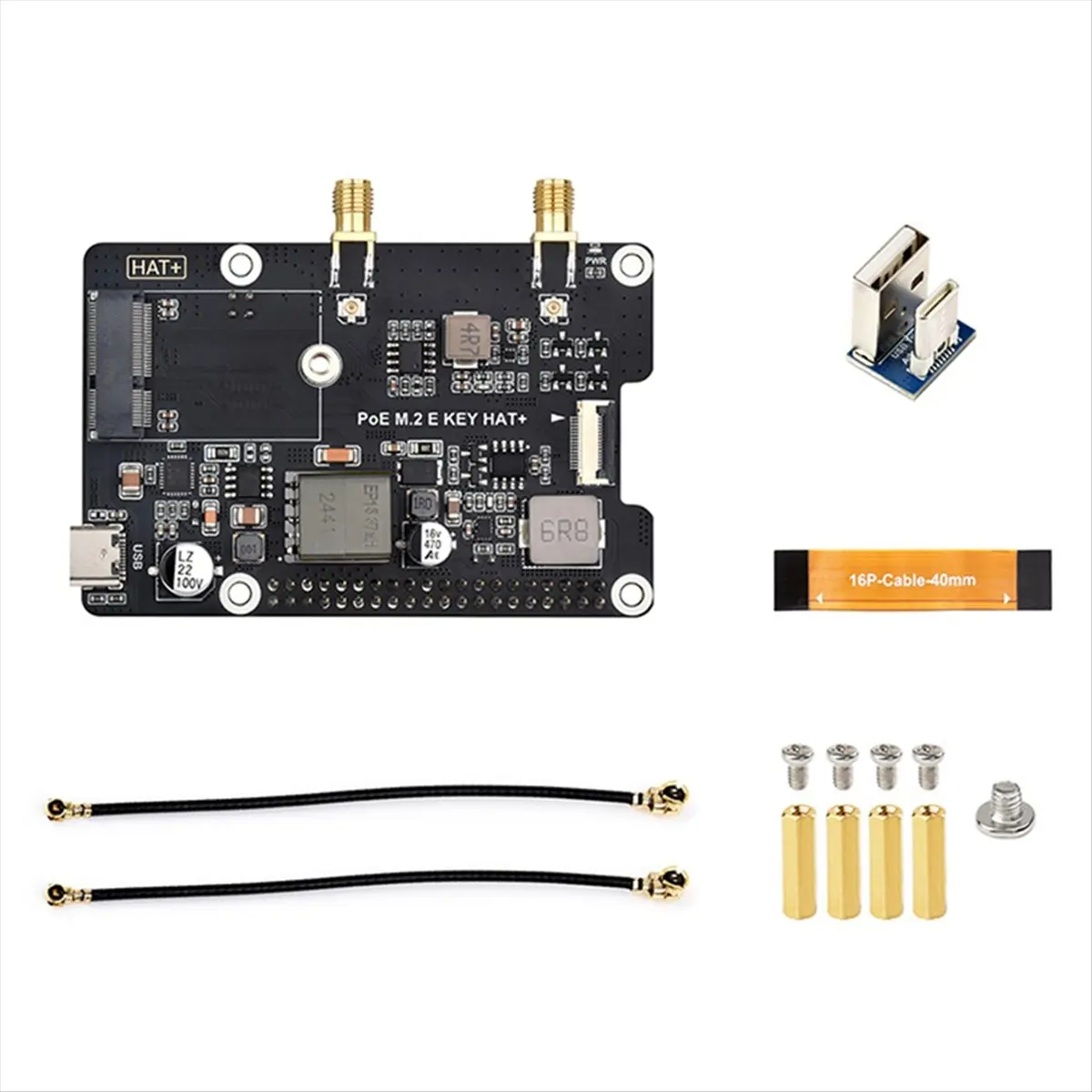 Super Sale PCIe to M.2E KEY Adapter with PoE Function for Raspberry Pi 5,Compatible with NGFF(M.2E Key)Wireless NIC