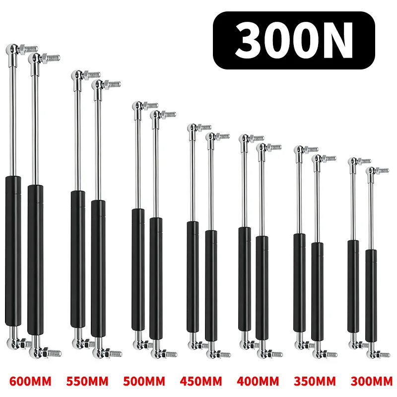 2pcs Gas Spring 300N 300/350/400/450/500/600mm Shock Absorber Hydraulic Lift Support Strut Bar For Bus RV Bed Car Furniture