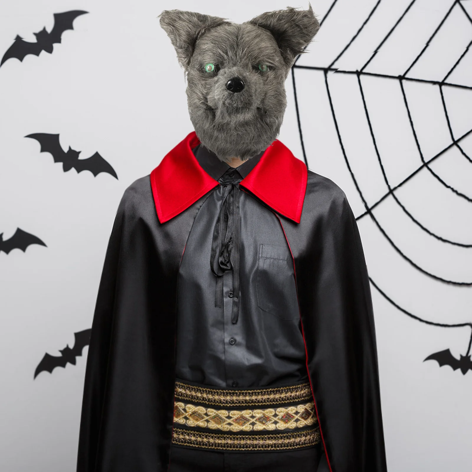 

Wolf Mask with Moving Jaw Realistic Furry Look Masquerade Ball Mardi Gras Costume Party Halloween Adult Men Cosplay Accessory