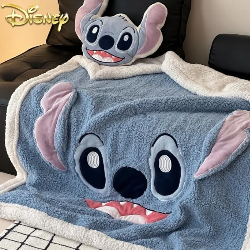 Cartoon Disney Stitch Soft Plush Blanket Lamb Wool Blanket Throw Blanket For Living Room Bedroom Bed Sofa Throwing Pillows