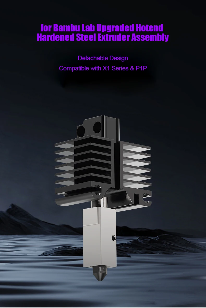 لسلسلة Bambu Lab X1/P1P طارد الطابعة ثلاثية الأبعاد Hotend - فوهة من الفولاذ والنحاس المقسى، مكون بدرجة حرارة عالية، قطع غيار