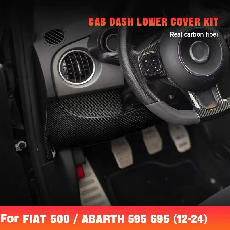

For Fiat 500 For Abarth 595 695 Real Dry Carbon Fiber 2012-2024 Cab Dashboard Lower Cover Interior Modification Accessories
