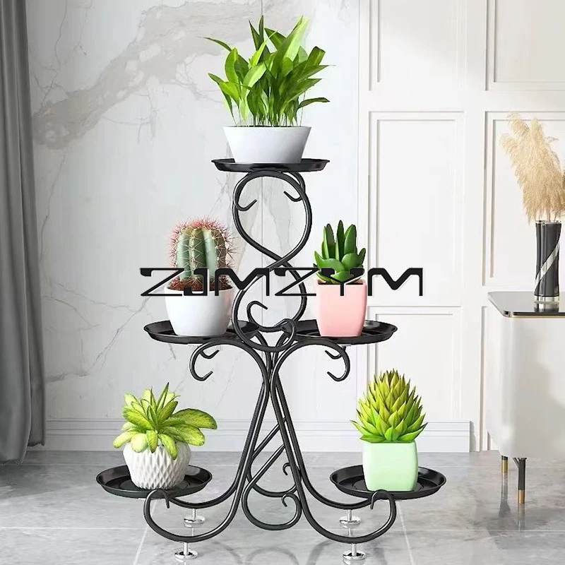 5/6/9 Potted Flower Metal Shelves Plant Rack Plant Pot Stand Decoration for Indoor Outdoor Garden