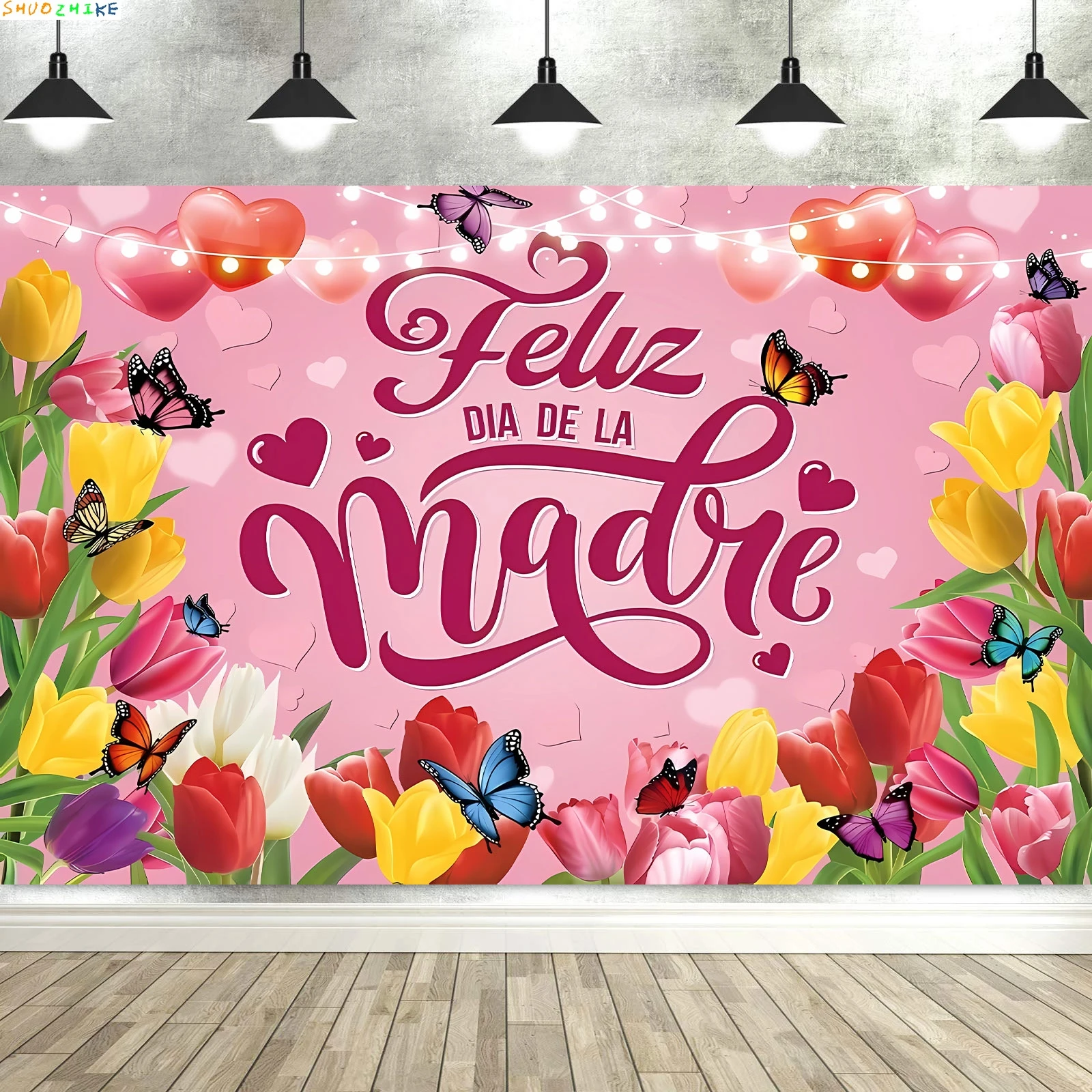 Feliz Día de la Madre Banner decoraciones Feliz Día de la Madre suministros flores rosa fotografía fondo vacaciones telón de fondo