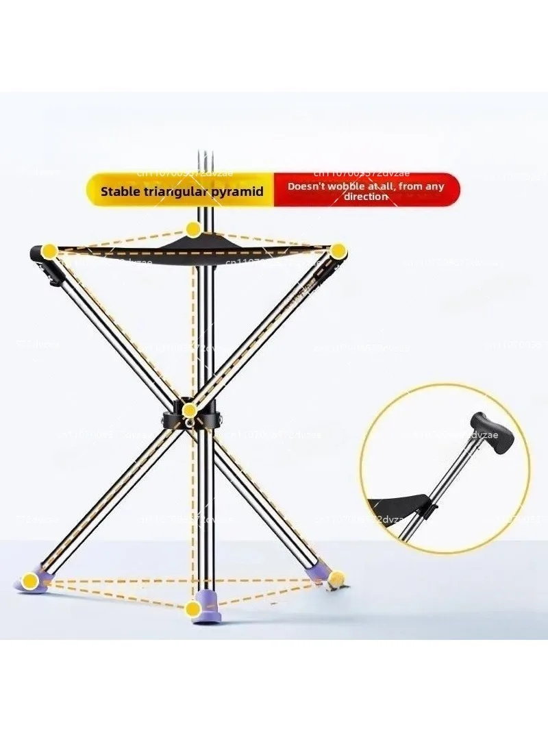 

Mountaineering Poles Can Sit on Elderly Crutches Chairs Travel Queuing Artifact Paradise Portable Folding Stools with Chairs