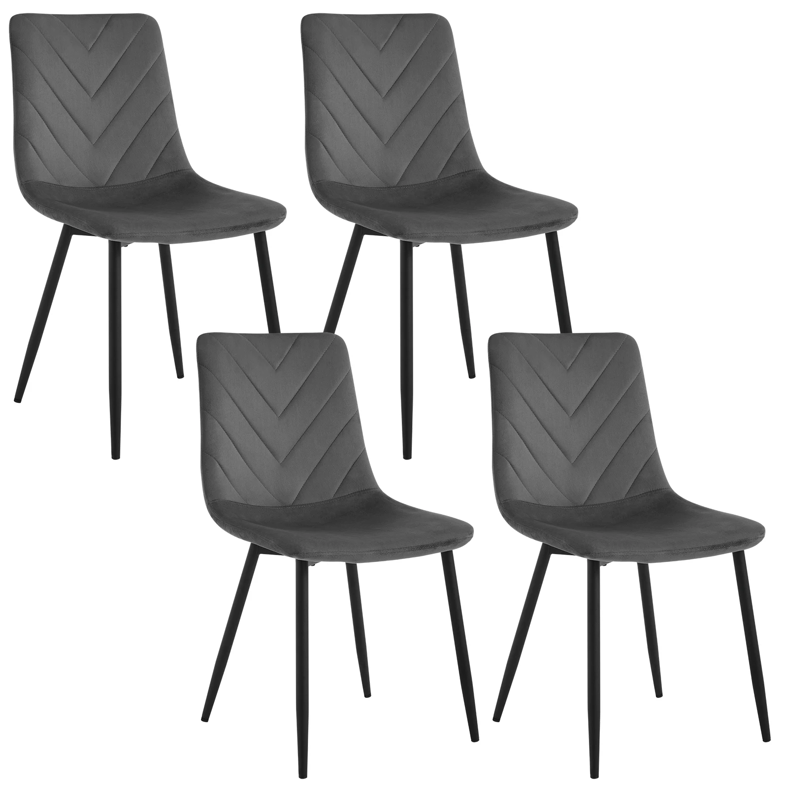 4PCS/SET Velvet Dining Chairs with Backrest Metal Legs Kitchen Chairs Upholstered Coffee Chair for Dining Room Living Room