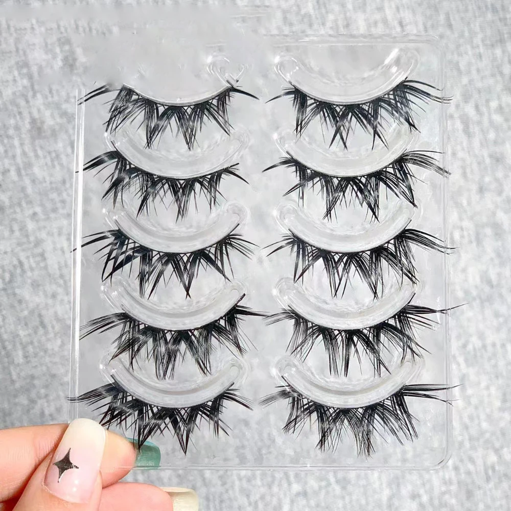 ขนตาปลอมแฟชั่นสไตล์ร็อค 5 คู่ แบบการ์ตูน หนา งอน ดูเป็นธรรมชาติ ขนตาปลอมแบบชิ้นเดียว รุ่นฟ็อกซ์ ซีรีส์ โอบลิค ฟลายอิ้ง