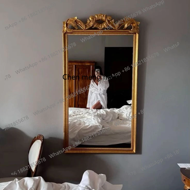 French living room entrance decorative mirror retro makeup mirror washstand carved bathroom mirror