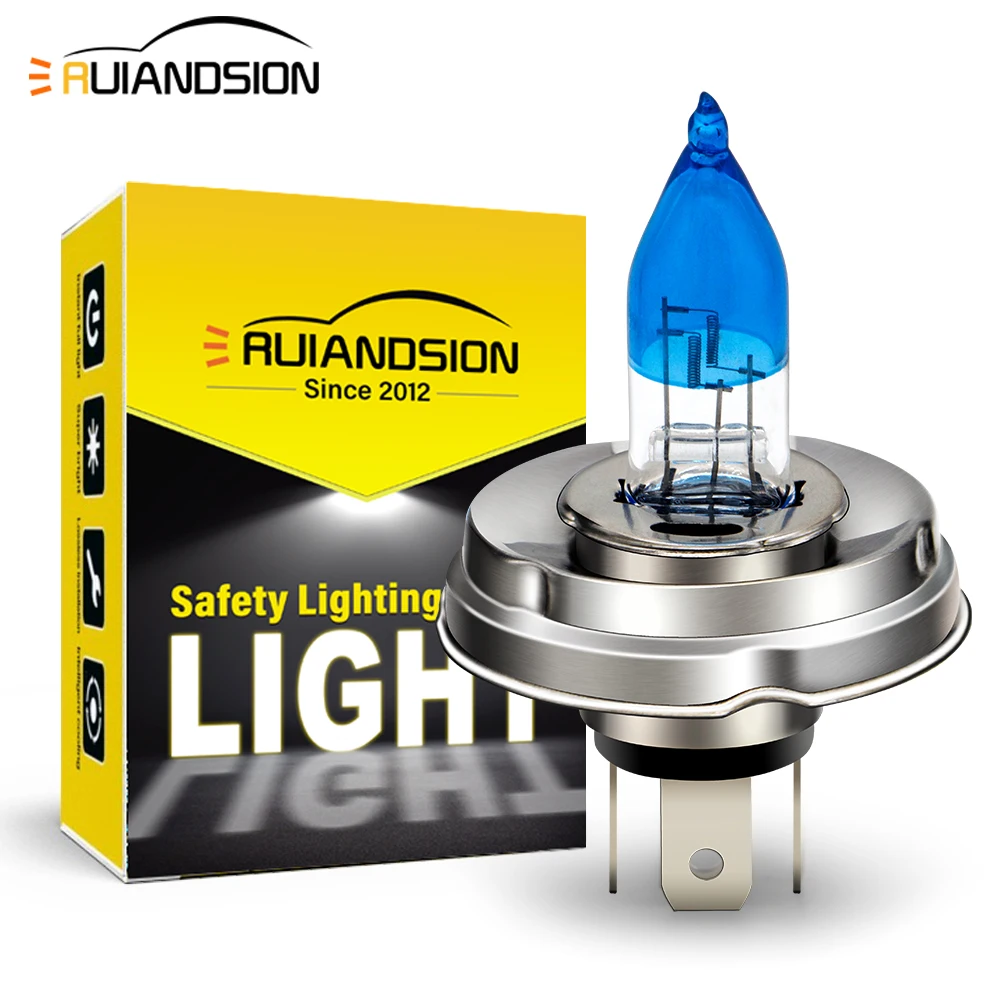 Ruiandsion P45T Motorcycle Headlight Bulb 12V 6000K White Hi/Lo Beam Car Tractor Light Scooter Motobike Headlamp Fog lamp 600Lm