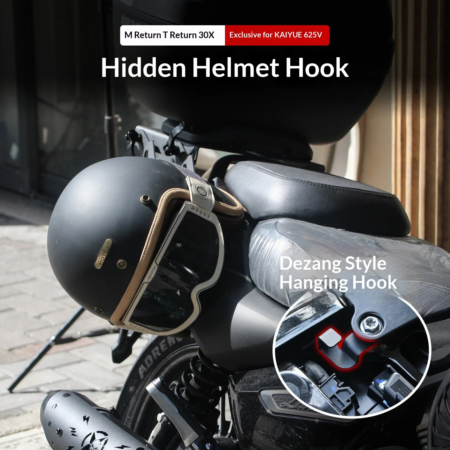【Premium】For KOVE 625V modified hidden motorcycle helmet lock anti-theft fixing hook stainless steel bracket accessories
