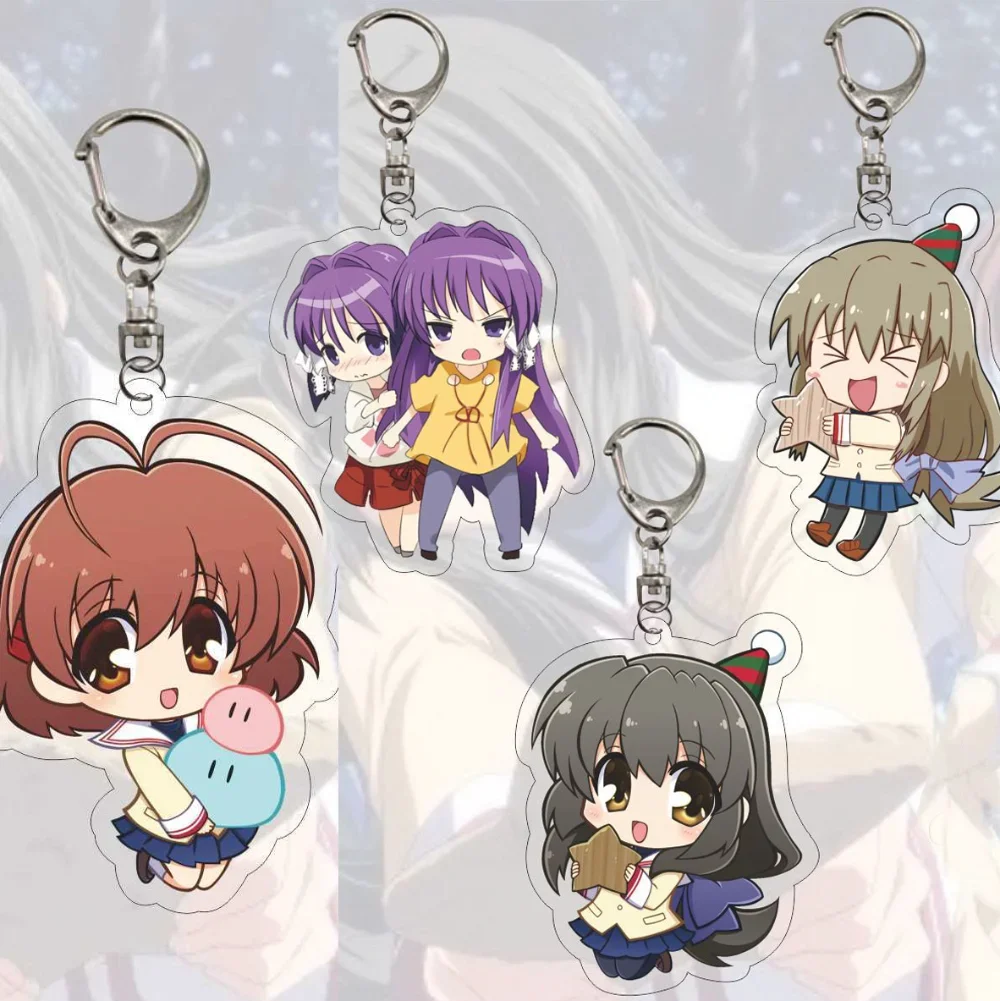 Anime Dumpling Family Keychain Furukawa Nagisa Ibuki Fuko Okazaki Tomoya Cartoon Figures Cosplay Acrylic Pendants Key Chain Toy