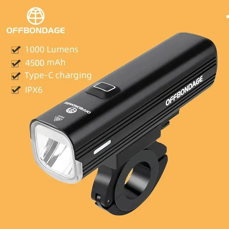 OFFBONDAGE lampka rowerowa 1000 lumenów reflektor rowerowy Power Bank latarka kierownica USB ładowanie MTB Road Highlight
