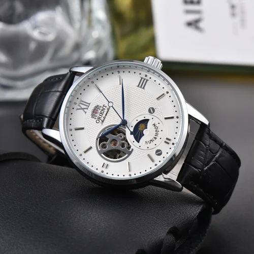 Imagen 1 del producto Reloj mecánico automático Unisex Orient, deportivo, hora mundial, resistente al agua, a prueba de golpes, totalmente funcional, serie sol, luna y estrellas