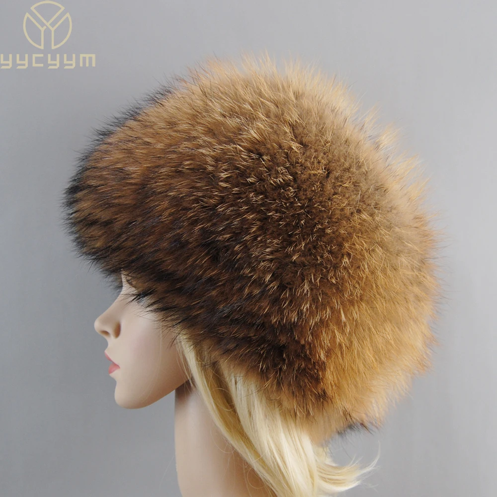 Damskie czapki w stylu rosyjskim 2026, okrągłe, modne, z prawdziwego futra, naturalne futro z lisa, ciepłe zimowe czapki typu bomber, puszyste, popularne czapki beanie.