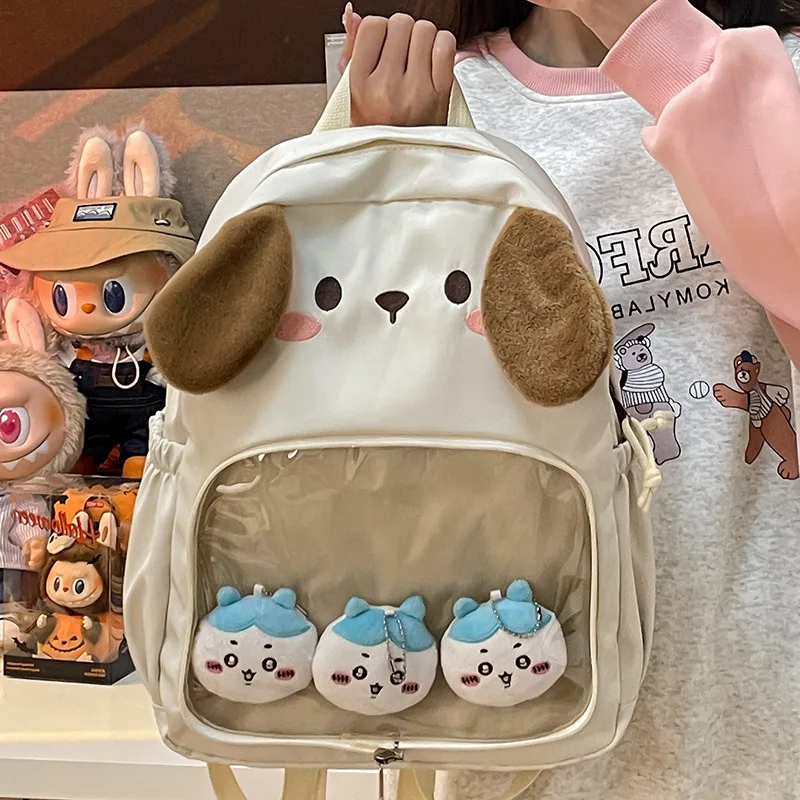 Cartoon Backpack For Girls, Instagram Transparent Pain Bag, Large Capacity High School Backpack Cute Shoulder Bag