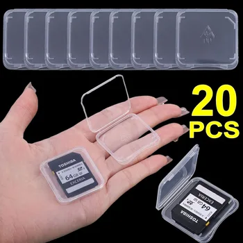 20/1 יחידות תיבת אחסון לכרטיסי זיכרון TF/SD שק Transparant, תיבת אחסון ניידת לכרטיסי זיכרון SIM שקופים קטנים, תיבת אבק