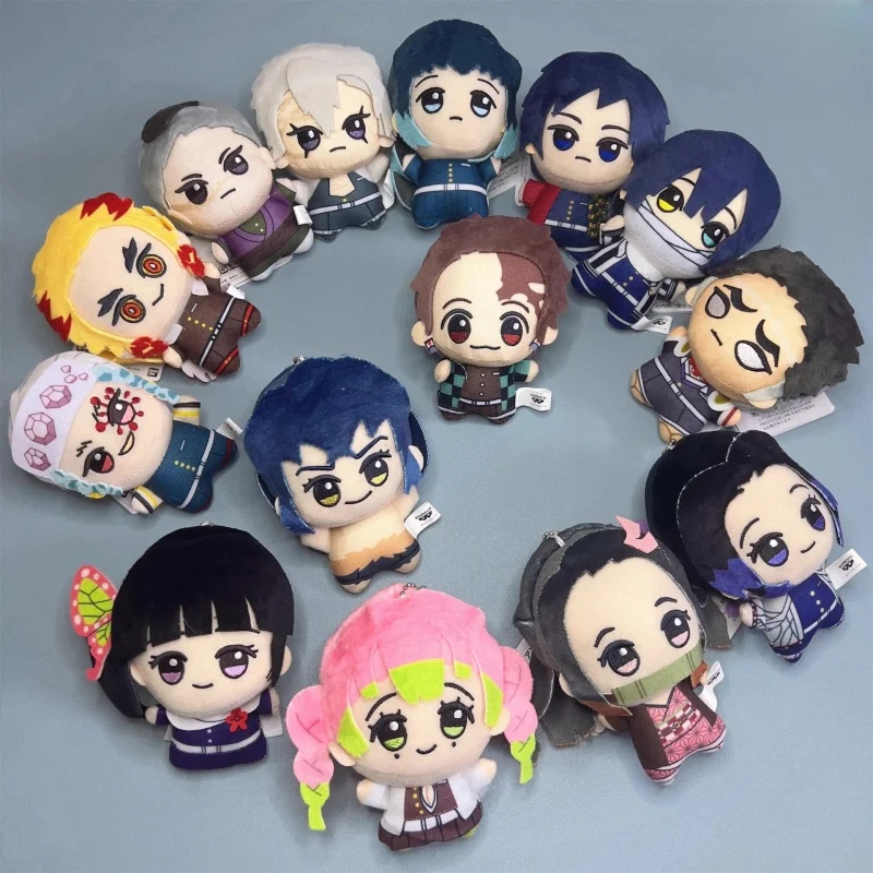 In Stock 10cm Tanjirou Nezuko Kanroji Iguro Plush Keychain Demon Slayer Anime Peripheral Bag Pendant Soft Stuffed Toys Gifts