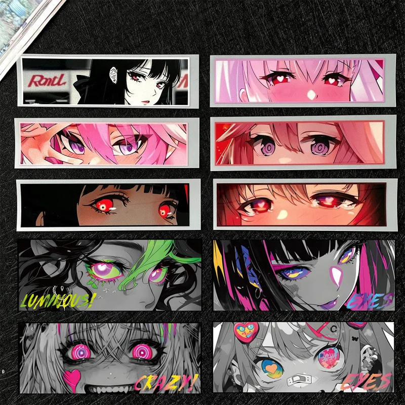 

Kawaii Anime Girls Eye Stickers Cute Cartoon Decals for Motorcycle Helmet Laptop Luggage Car Scooters Vinyl Waterproof Sticker