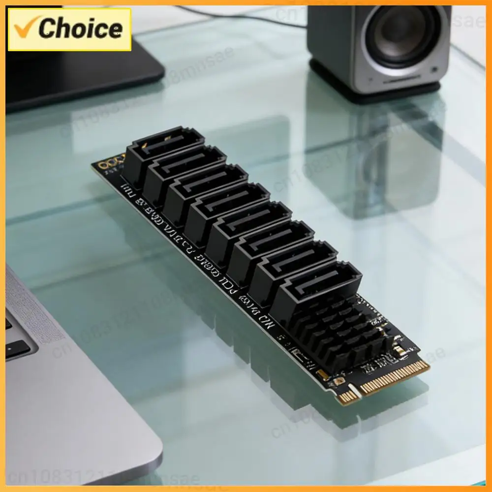 M.2 NVMe To SATA 3.0 Expansion Card ASM1166 6Gbps 8 Port M.2 M-Key PCIE3.0 To SATA Adapter with Smart Indicator for Desktop PC