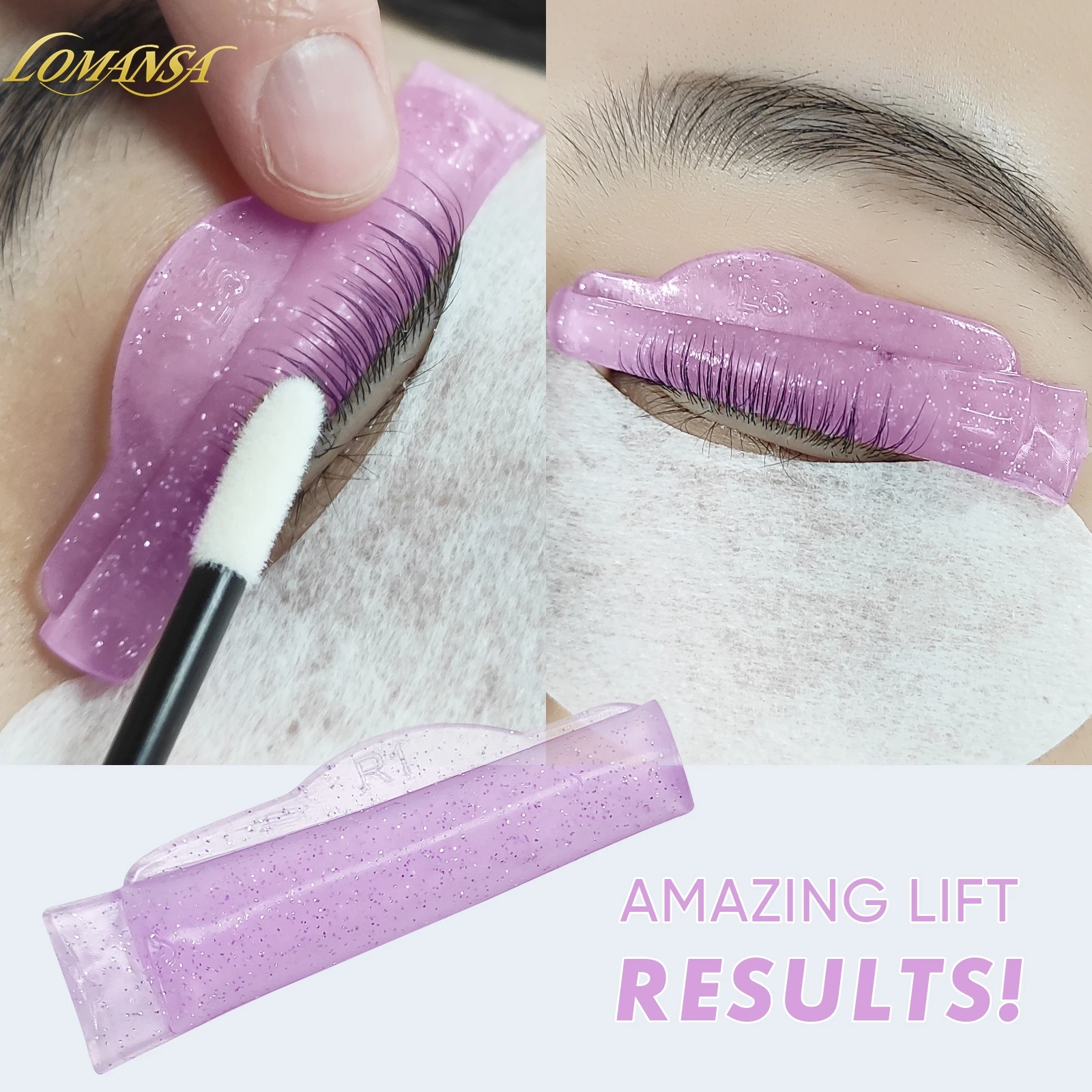 Lomansa 5 쌍 C 컬 실리콘 속눈썹 파마 패드 끈적 끈적한 속눈썹 막대 방패 리프팅 3D 속눈썹 경기자 액세서리 메이크업 도구