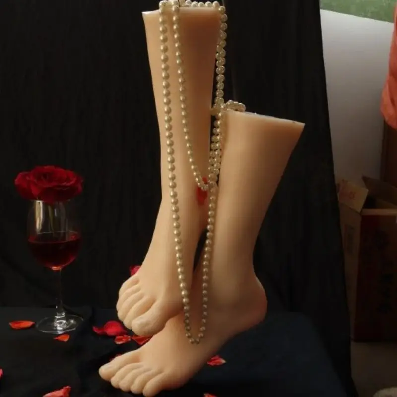 False Nail Practice Mannequin Lifelike Female Foot Model for Manicure Shooting Shoes Sock Display Props Massage with Leg TPE T38