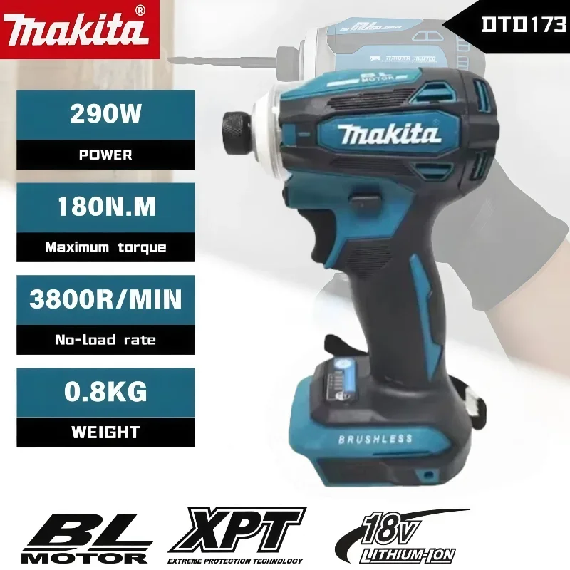 

Makita DTD173 Brushless Electric Screwdriver Auto Repair Impact Screwdriver Batch 220N.m Electric Driver Tools For 18V