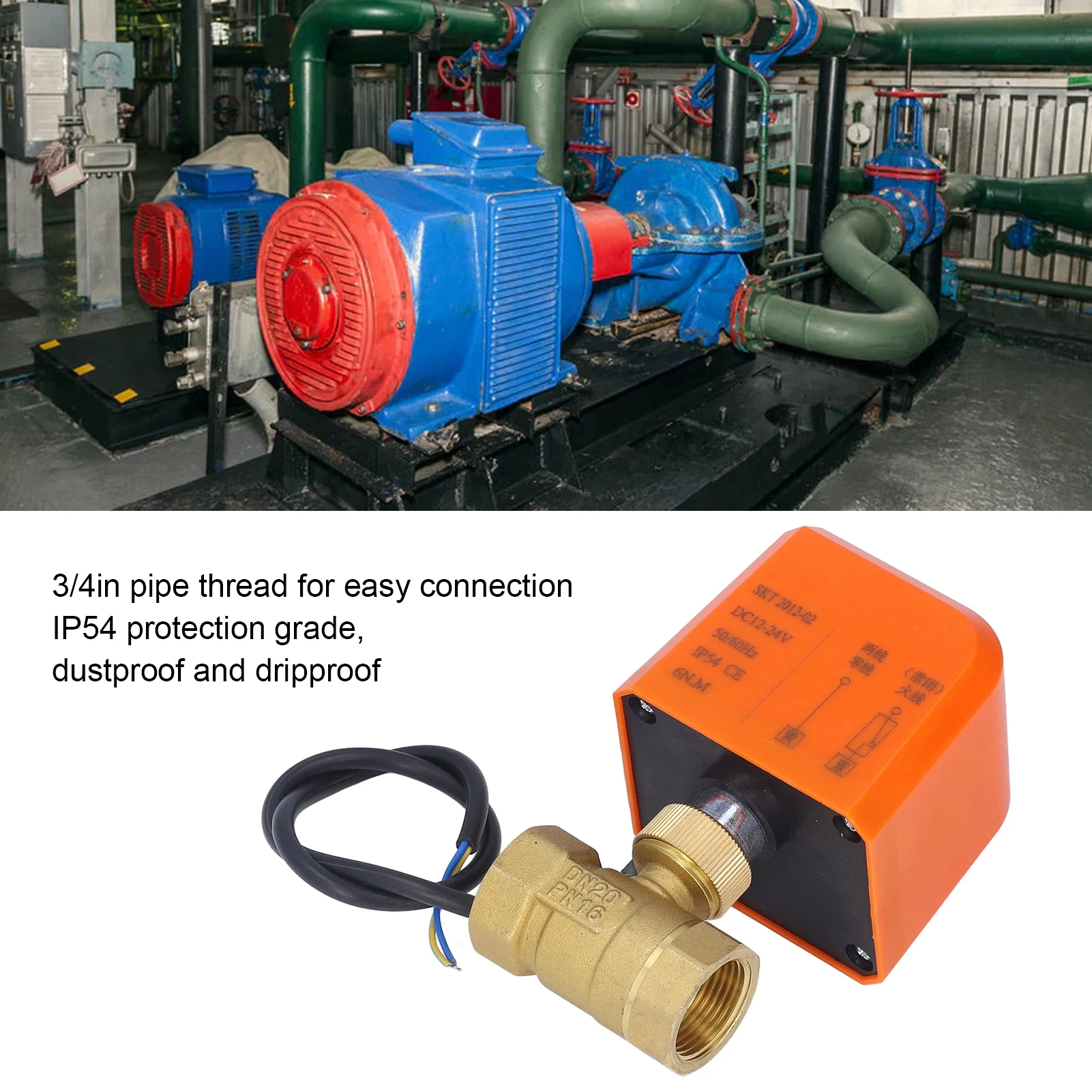 2 طريقة الكرة صمام DN20 2 طريقة 3/4in صمام كروي كهربائي عادة مغلقة 2 سلك الكرة صمام DC12 ‐ 24V صمام كروي كهربائي