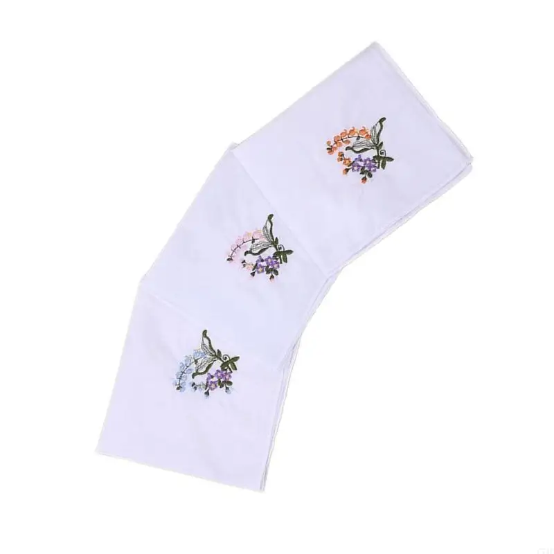 C71F 3 pezzi 28x28 Fazzoletto da taschino con fiori ricamati per donna Fazzoletto da uomo in poliestere Fazzoletto da sposo