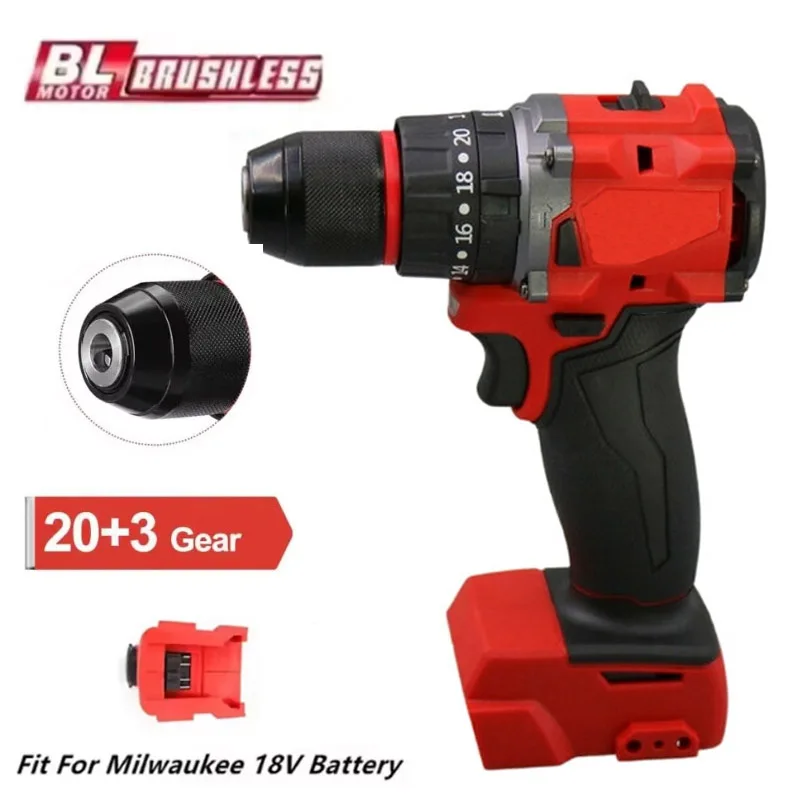 Per Milwaukee 18V Batteria Brushless Trapano Elettrico 20 + 3 Coppia Cordless Trapano a percussione Martello Utensili Elettrici Multifunzionali