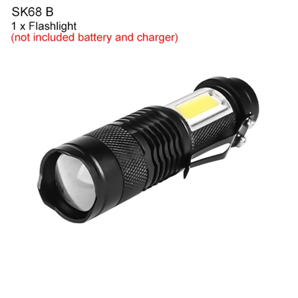 Asafee Portable Mini LED Flashlight XPE+COB Zoom Outdoor Light USB Rechargeable Torch Waterproof Zoomable Lantern,C