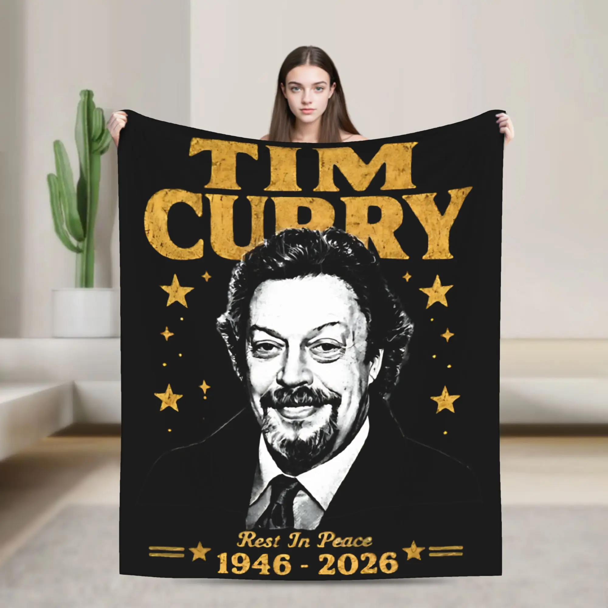 RIP Tim Curry 1946-2026 Blanket Flannel Summer Air Conditioning  Portable Super Soft Throw Blankets for Sofa Car Rug Piece