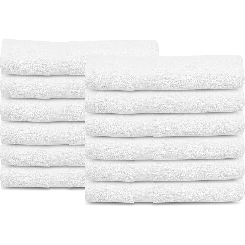 24 PCS New White 20X40 Cotton Blend Economy Bath Towels Soft & Quick Dry Salon Hair Towel-Gym Towel (2 Dozen)