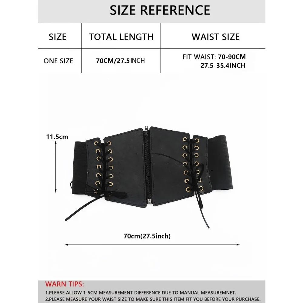 Sabuk Korset Depan Berenda Aksesori Pelatih Pinggang Halloween untuk Wanita Pakaian Negara Cowgirl Barat Sabuk Hitam Antik