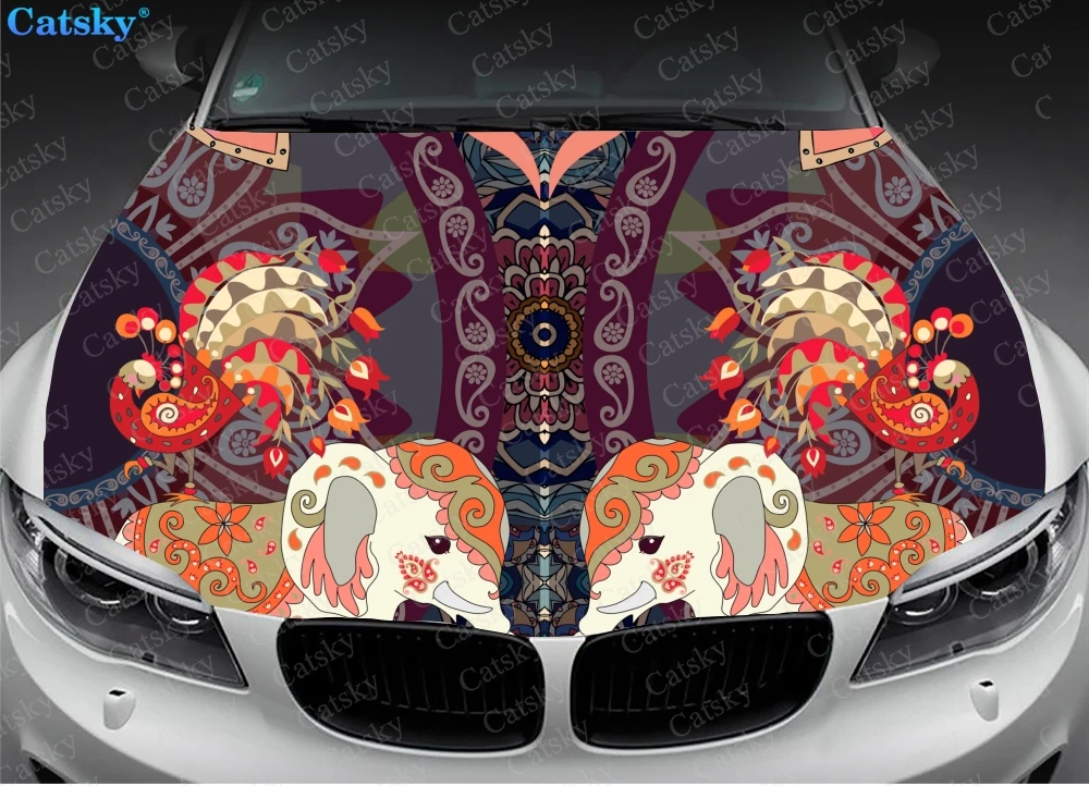 Ethnic Style Printstyle,Mandala,Car Floor Mats,Car hood wrap lion decal, bonnet vinyl sticker,  CUSTOM made to Fit Any Car