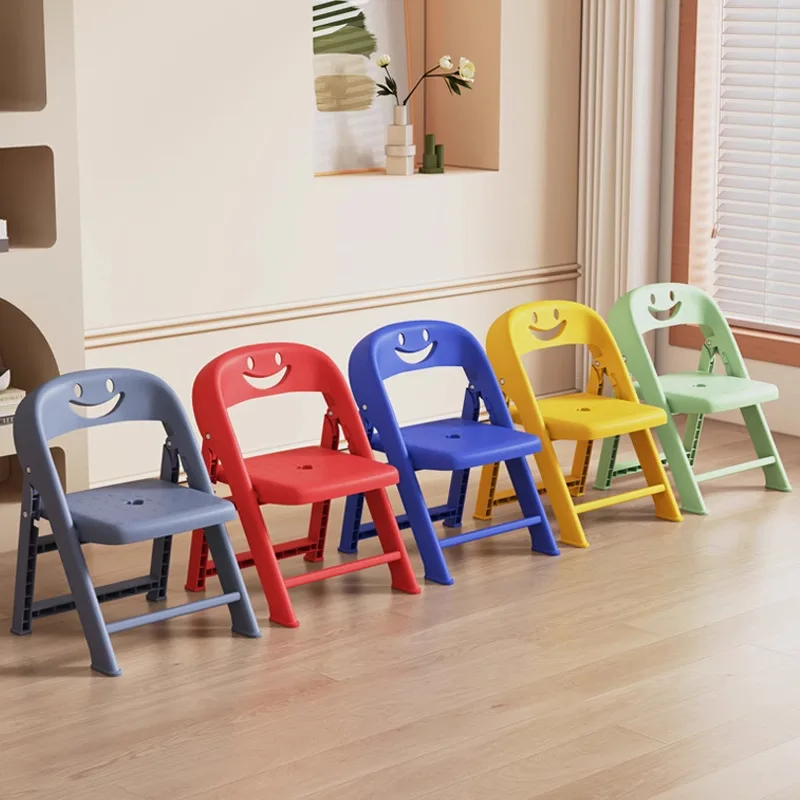 Folding Plastic Chair With Smile Backrest Red Color Sturdy Lightweight Portable Indoor Outdoor