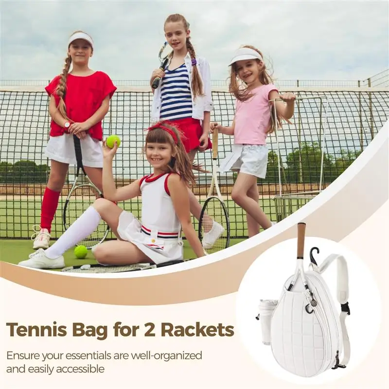 Multi-Pocket Tennis Bag Tennis Backpack For 2 Rackets Quilted Crossbody Sling Bag Tennis Sling Backpack Sports Pickleball Bag